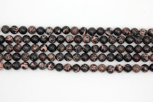 Black Impression Jasper Gemstone Beads, 8mm, Round